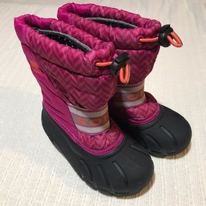 Sorel Flurry waterproof pink winter boots little girl size 10